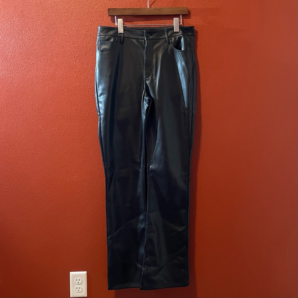 Joe’s Women’s High Rise Black Faux Leather Straight Leg Boot Cut Pants
